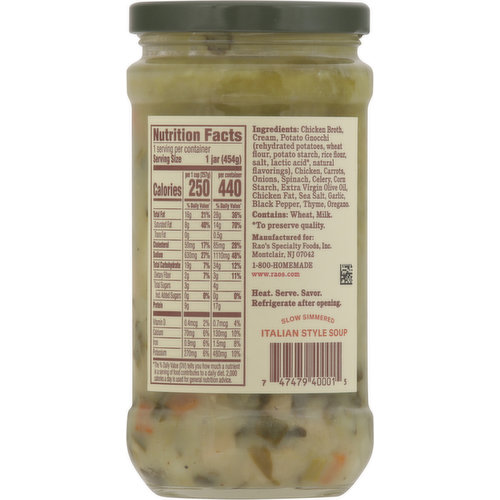 Rao's Soup, Slow Simmered, Chicken & Gnocchi