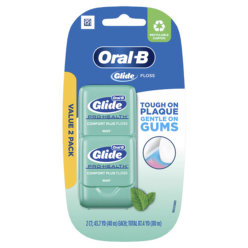 Oral-B Glide Pro-Health Comfort Plus Dental Floss, Value 2 Pack (40m Each)