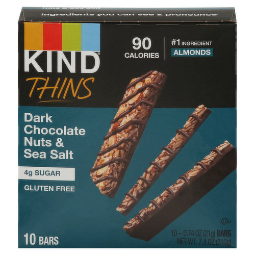 Kind Bars, Gluten Free, Dark Chocolate Nuts & Sea Salt, Thins
