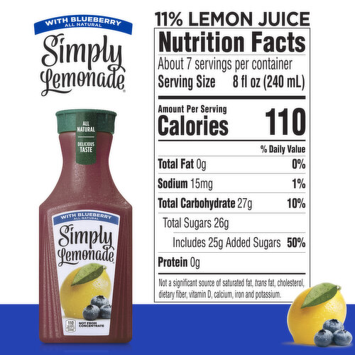 Simply  Lemonade With Blueberry, All Natural Non-Gmo