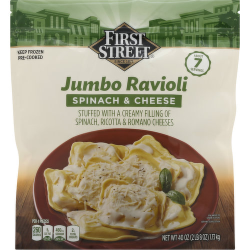 First Street Ravioli, Spinach & Cheese, Jumbo - Smart & Final