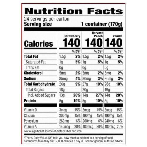 Yoplait Low Fat Harvest Peach/Strawberry/French Vanilla Yogurt