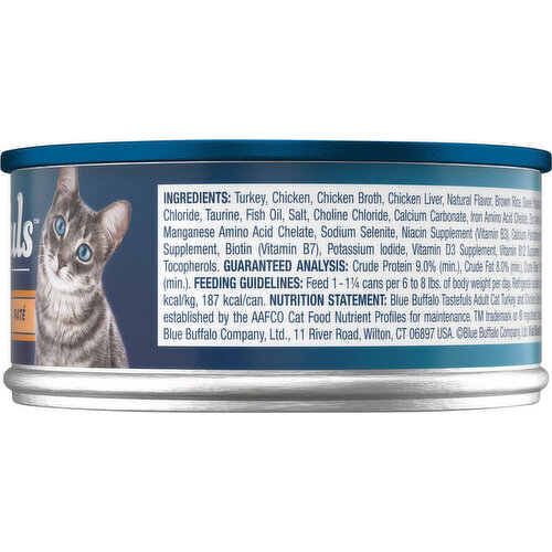 Blue Buffalo Natural Adult Pate Turkey and Chicken Entree Food For Cats