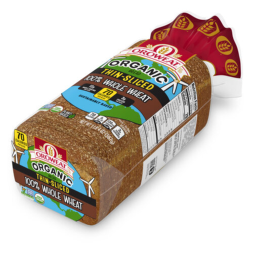 Oroweat Organic Whole Wheat Thin Sliced Bread, 20 oz