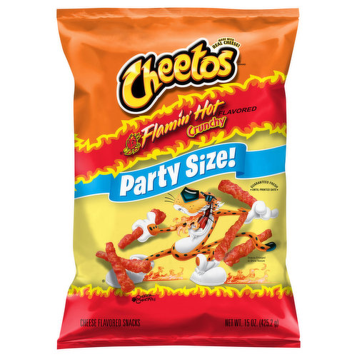 Cheetos Cheese Flavored Snacks, Flamin' Hot, Crunchy, Party Size