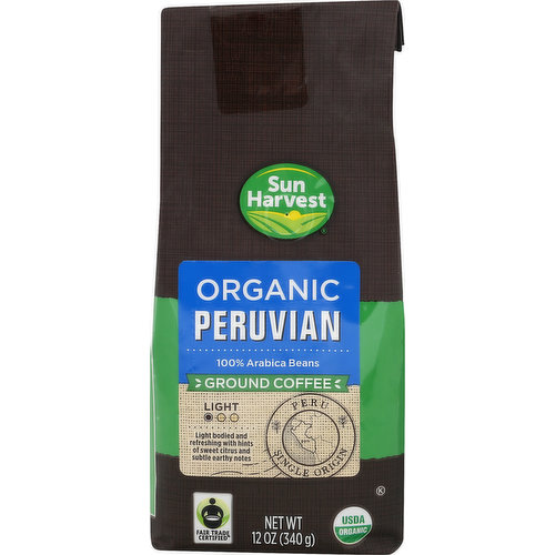 Sun Harvest Coffee, Organic, Ground, Medium, Peruvian