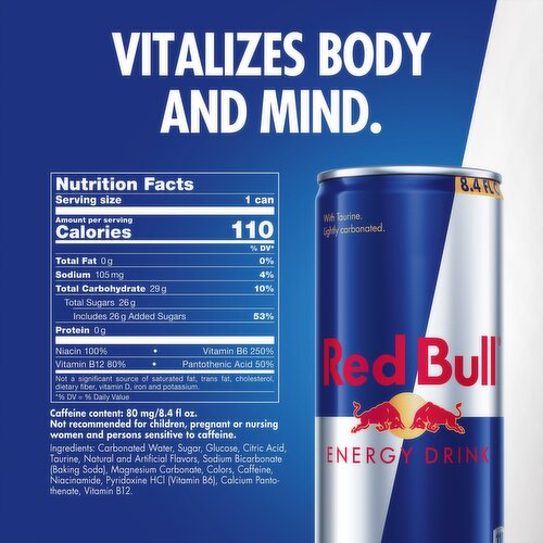 Red Bull Energy Drink, 80mg Caffeine, 8.4 fl oz
