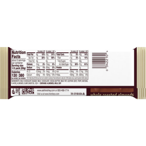 Hershey's Milk Chocolate, with Whole Almonds, King