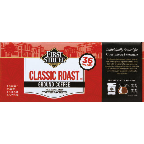 First Street Coffee Packets, Pre-Measured, Ground, Classic Roast