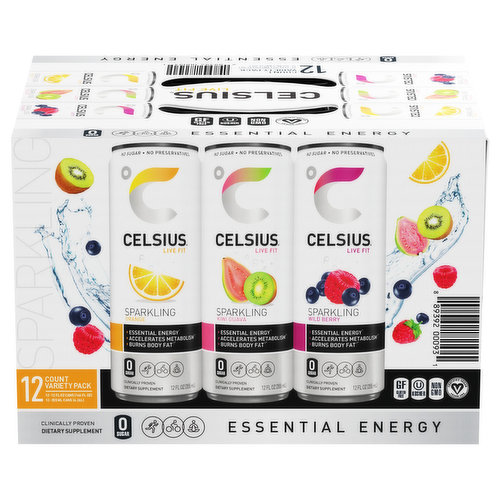 Celsius Energy Drink, Assorted, Sparkling, Variety Pack