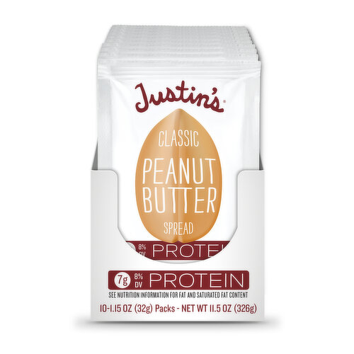 Justin's Classic Peanut Butter Squeeze Pack (10 Pack)