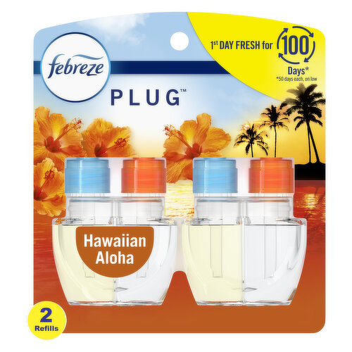 Febreze Febreze PLUG Air Freshener, Hawaiian Aloha, (2) .87 oz Oil Refills