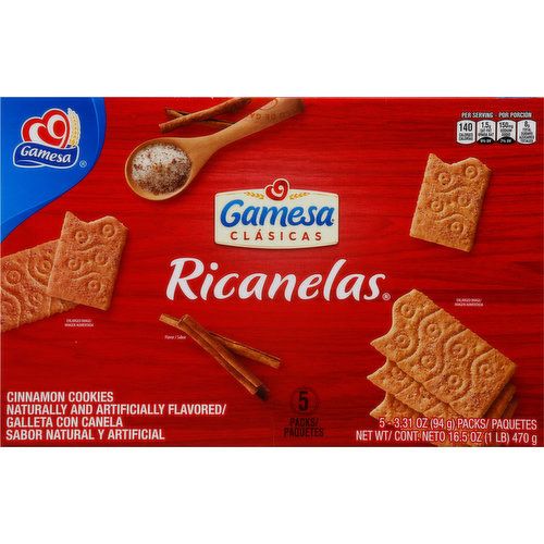 Gamesa Cookies, Cinnamon, 5 Packs