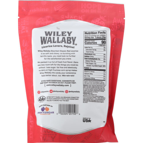 Wiley Wallaby Licorice, Classic Red, Soft & Chewy, Family Size!