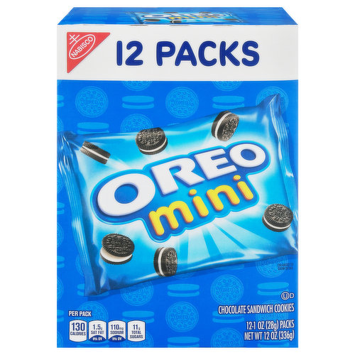 Oreo Sandwich Cookies, Chocolate, Mini, 12 Packs