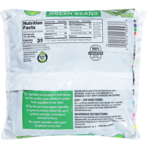 Sun Harvest Green Beans, Organic, Cut