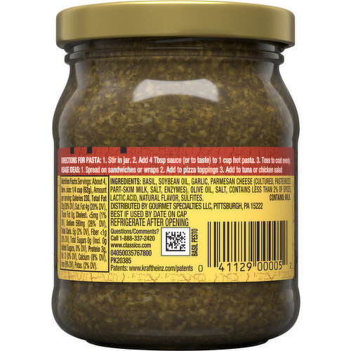 Classico Sauce Spread Traditional Basil Pesto Smart Final