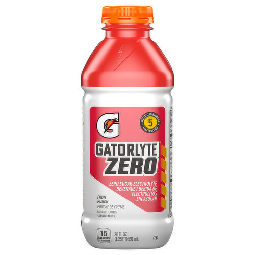Gatorlyte Electrolyte Beverage, Zero Sugar, Fruit Punch