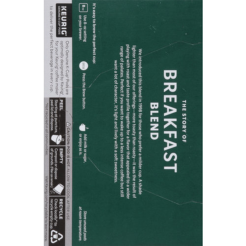 Starbucks Coffee, Ground, Medium Roast, Breakfast Blend, K-Cup Pods