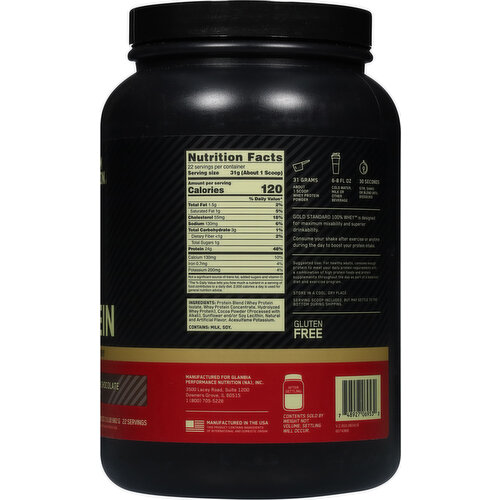 Optimum Nutrition Protein Powder Drink Mix, 100% Whey Protein, Double Rich Chocolate