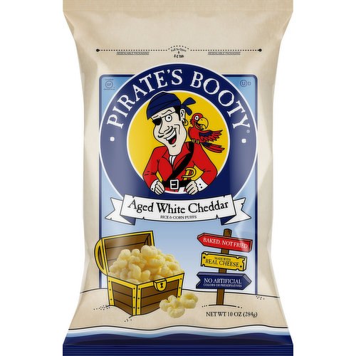 Pirates Booty Rice & Corn Puffs, Aged White Cheddar