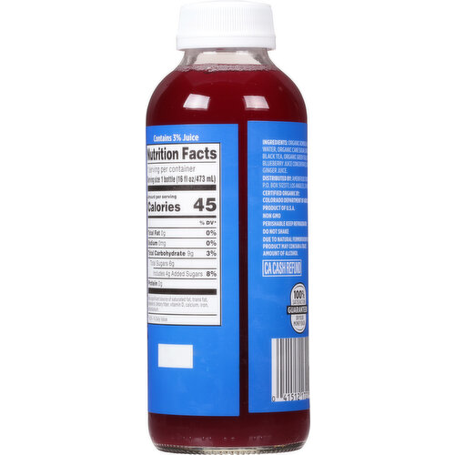 Sun Harvest Kombucha, Organic Raw, Blueberry Ginger