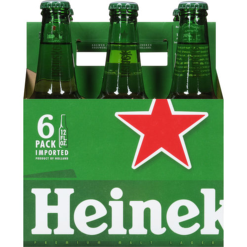 Heineken Beer, Premium Malt Lager, Original, 6 Pack