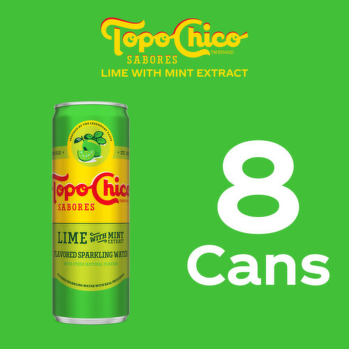 Topo Chico Sabores Lime With Mint Extract Flavored Sparkling Water Portable Cans