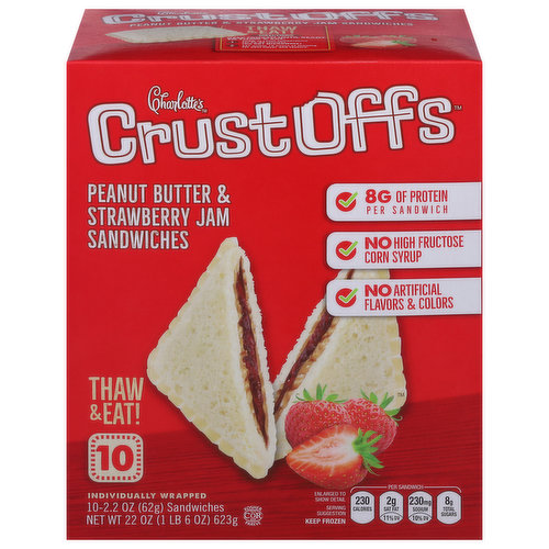 Charlotte's Crust Offs Sandwiches, Peanut Butter & Strawberry Jam