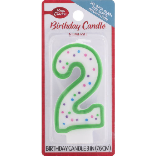 Betty Crocker Birthday Candle, Numeral 2, 3 Inch