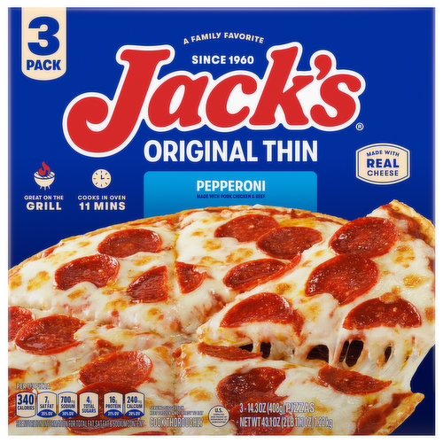 Jack's Pizzas, Pepperoni, Original Thin, 3 Pack