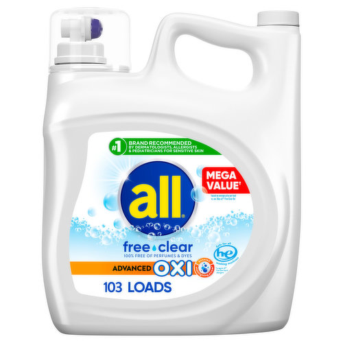 All Detergent, Advanced Oxi, Free Clear, Mega Value