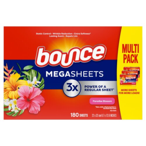 Bounce Bounce Mega Dryer Sheets, Paradise Blossom, 180 Count