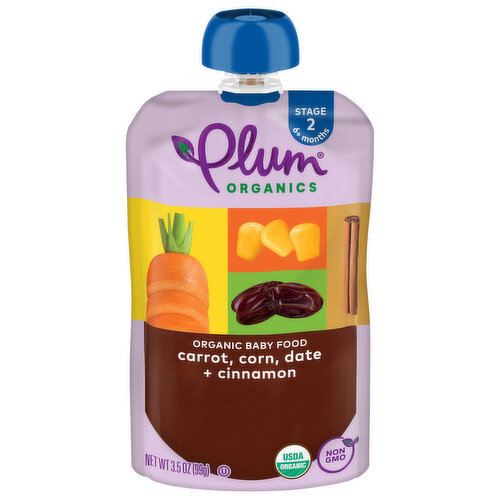 Plum Organics Stage 2 Organic Carrot, Corn, Date + Cinnamon 3.5oz Pouch