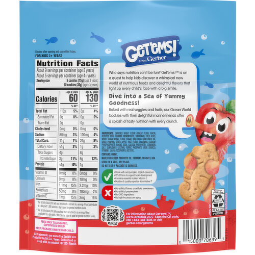 Gerber for Kids 3+ Ocean World Pumpkin, Apple & Cinnamon Cookies