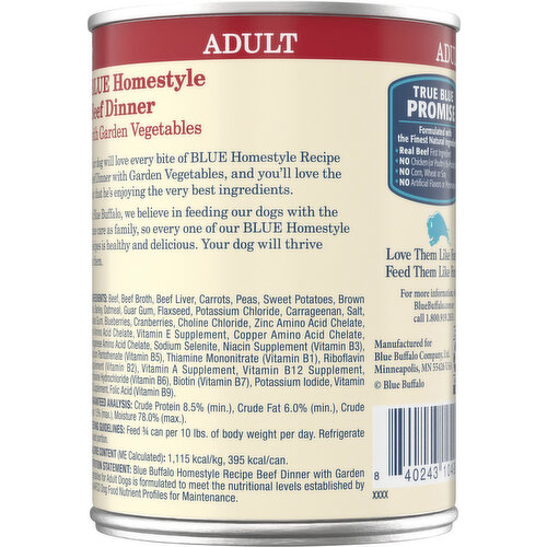 Blue Buffalo Natural Adult Beef Dinner with Garden Vegetables Food for Dogs