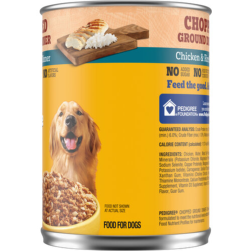 Pedigree Food for Dogs, Chicken & Rice Dinner, Ground Dinner, Chopped