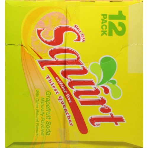 Squirt Soda, Grapefruit, Caffeine Free, Thirst Quencher, 12 Pack