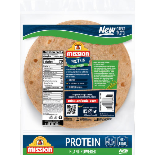Mission Tortilla Wraps, Protein, Plant Powered