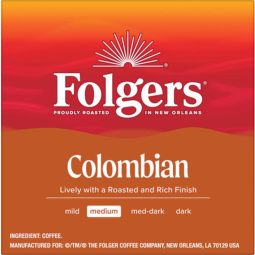 Folgers Coffee, Medium, Colombian, K-Cup Pods