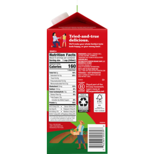 Horizon Organic Milk, Organic, Lactose-Free