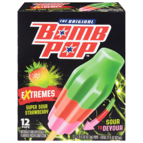 Bomb Pop Pops, Super Sour Strawberry, Extremes