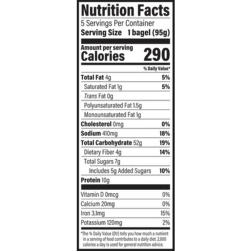 Sara Lee Deluxe Everything Bagels, 5 count, 16.7 oz