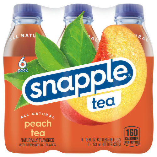 Snapple Tea, Peach, 6 Pack