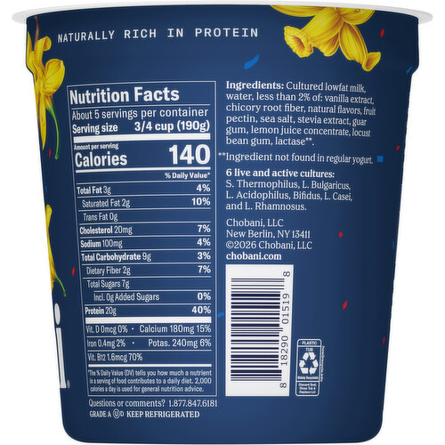 Chobani Lowfat Greek Vanilla Yogurt