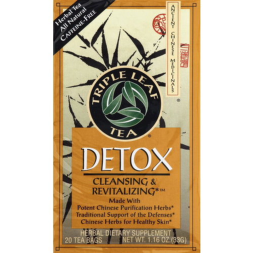 Triple Leaf Tea Herbal Tea, Detox, Caffeine-Free, Bags