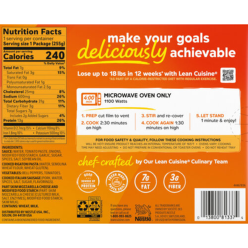 Lean Cuisine Classic Rigatoni with Italian Sausage & Peppers Image 2 of 6