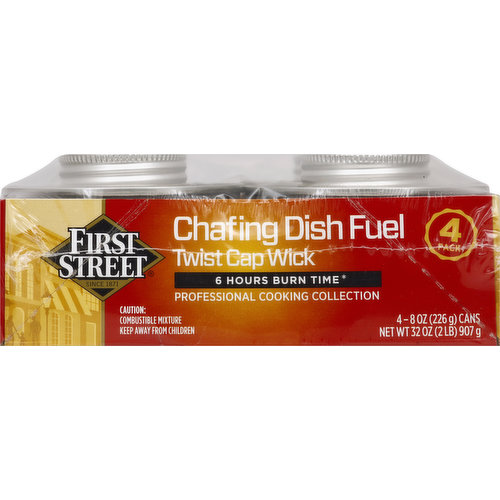 First Street Dish Fuel, Chafing, Twist Cap Wick, 4 Pack