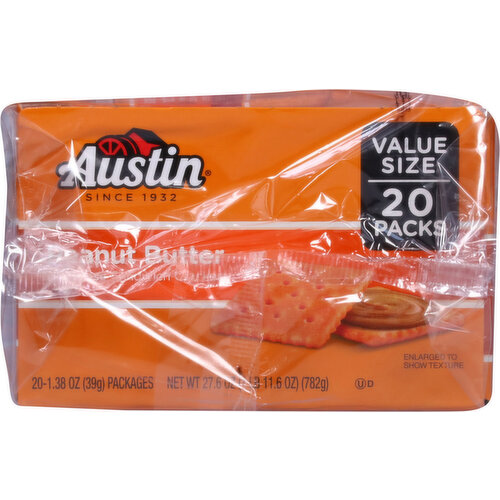 Austin Sandwich Crackers, Peanut Butter, Value Size, 20 Packs