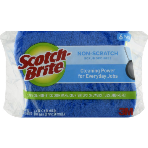 Scotch Brite Sponges, Scrub, Non-Scratch, 6 Pack